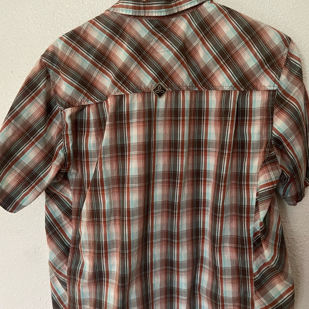 PraNa Mens Short Sleeve Button Down Plaid Large - Picture 3 of 3